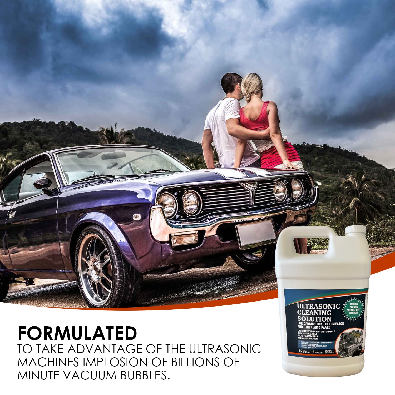 Ultrasonic Cleaner Solution for Carburetors and Engine Parts, Ultrasonic Cleaning Solution and Washing Compound for Ultrasonic and Immersion Washers - Concentrated (1 Gallon) Pack of 2
