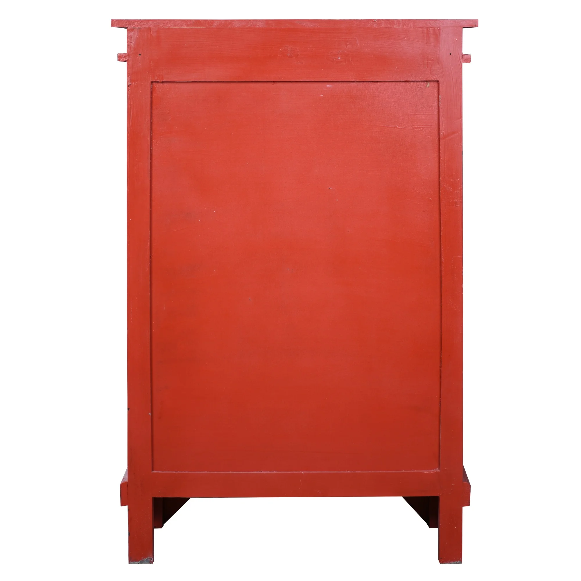 Besthom Shabby Chic Cottage Wood Carved Accent Cabinet - 15"L x 28"W x 43"H Distressed Red