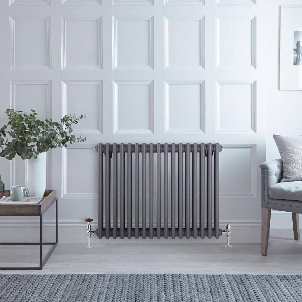 Hudson Reed Regent - Cast Iron Hot Water Radiator - 24x22 x 30x22 - Horizontal European Design - Anthracite NAHBAT12