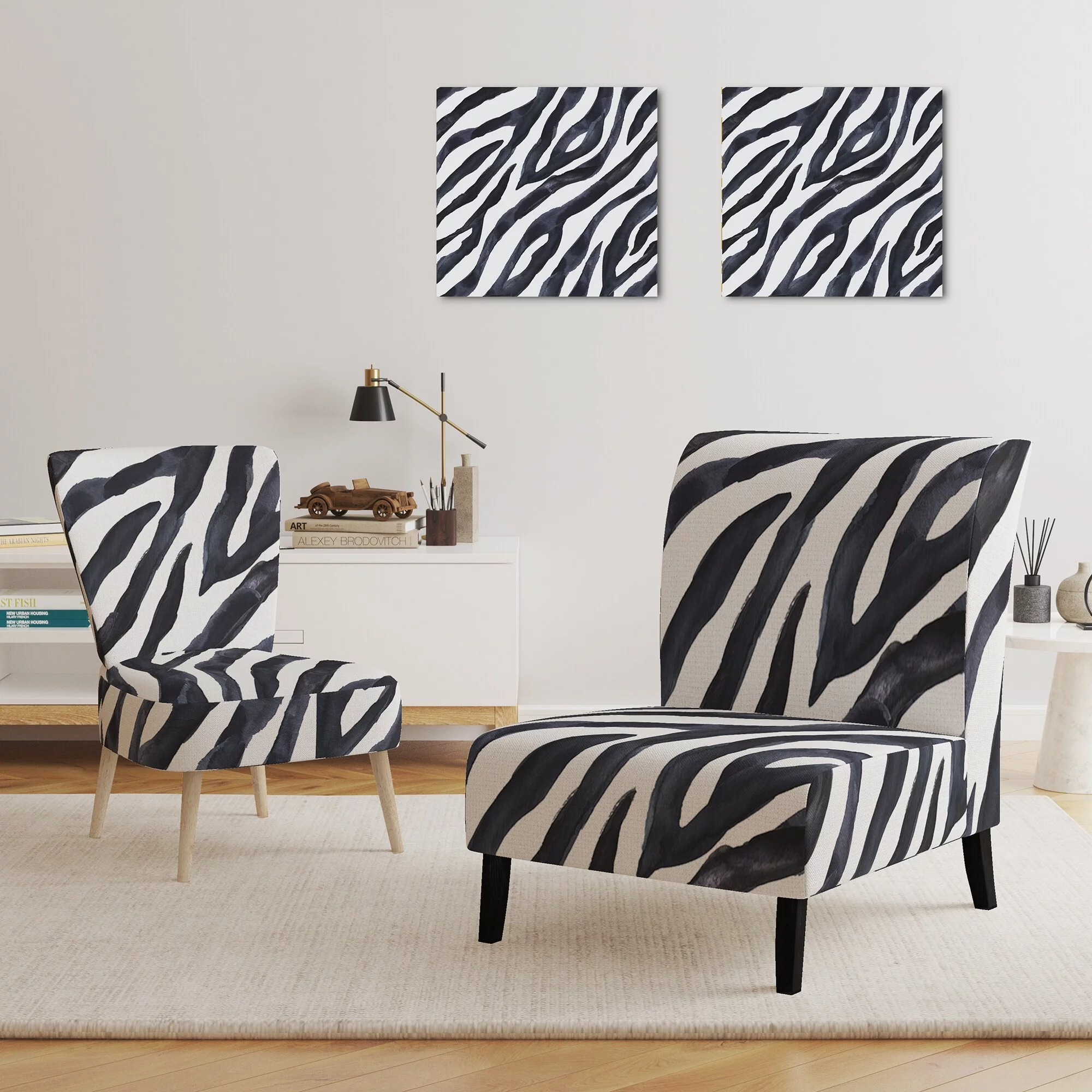 Designart "Zebra Striped " Upholstered Cabin & Lodge Accent Chair and Arm Chair