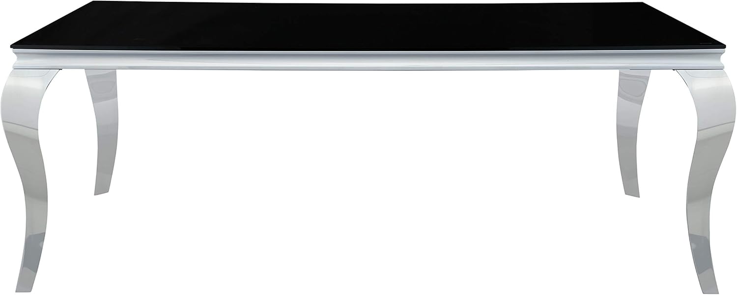 Coaster Furniture Carone Rectangular Glass Top Black and Chrome Dining Table 115071
