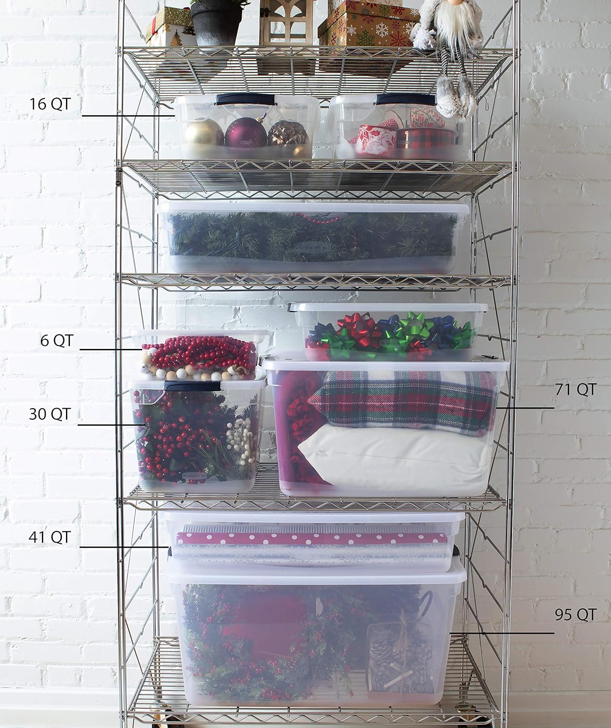 Rubbermaid Cleverstore Clear Stackable Containers With Durable Latching Lids, 95 Quart-4 Pack, 4 Count