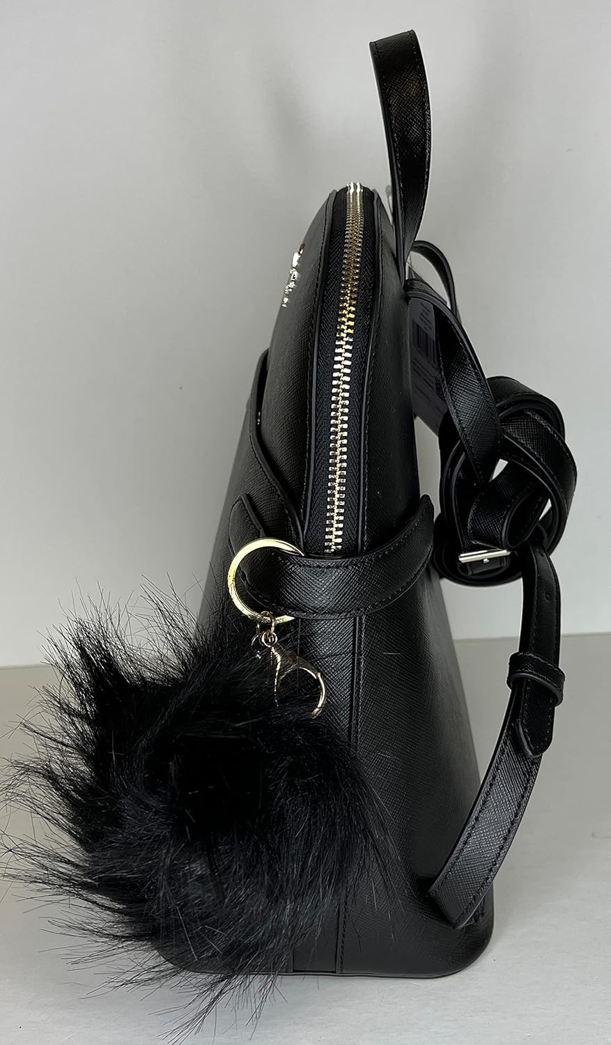 Kate Spade New York Staci Dome Backpack bundled with matching Staci Phone Wristlet and Fur Pom (Black)
