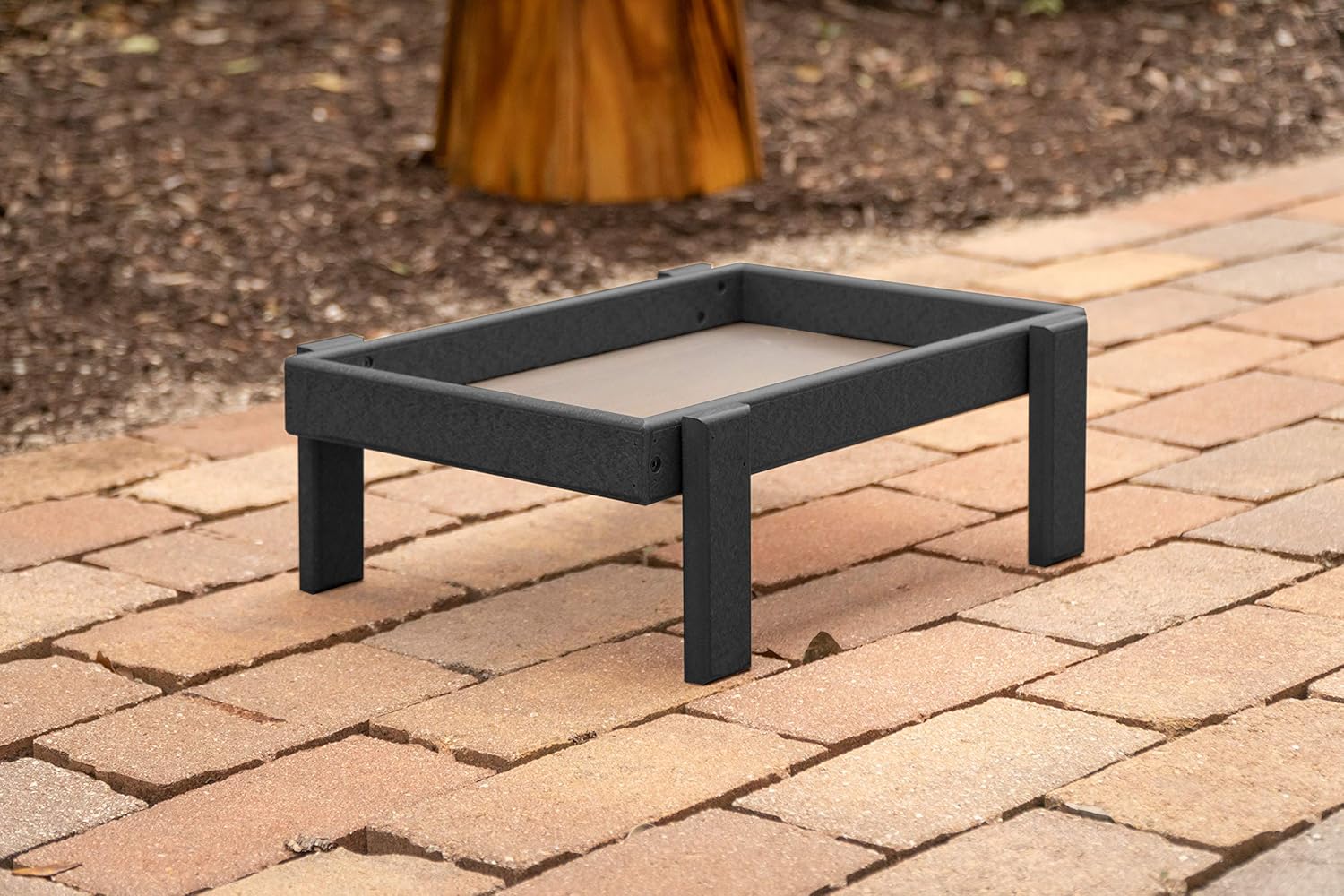 DutchCrafters Plastic Platform Ground Bird Feeder Tray Made in America (Weathered Wood)