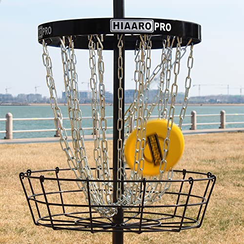 【PDGA Approved】 HIAARO PRO Disc Golf Basket, Portable Disc Golf Target with Heavy Duty 24 Chains, Professional Disc Golf Basket Set