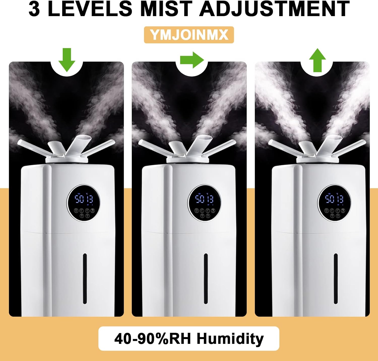 Commercial Industrial Humidifier Whole House Humidifier 6Gals Water Tank Max 2000ml/h Mist Output Faucet Filling Humidifier for Plant Large Greenhouse 110V