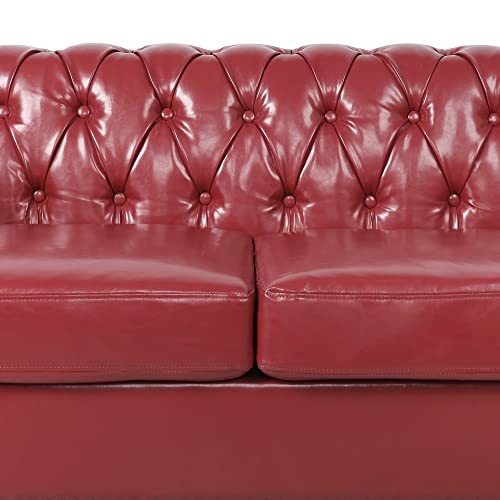 2 Pieces of Living Room Furniture Chesterfield Sofa Sets, Velvet Chesterfield Sofa&Chesterfield Club Chair Sofas Set with Nailhead Trim Scroll Arms(Green)