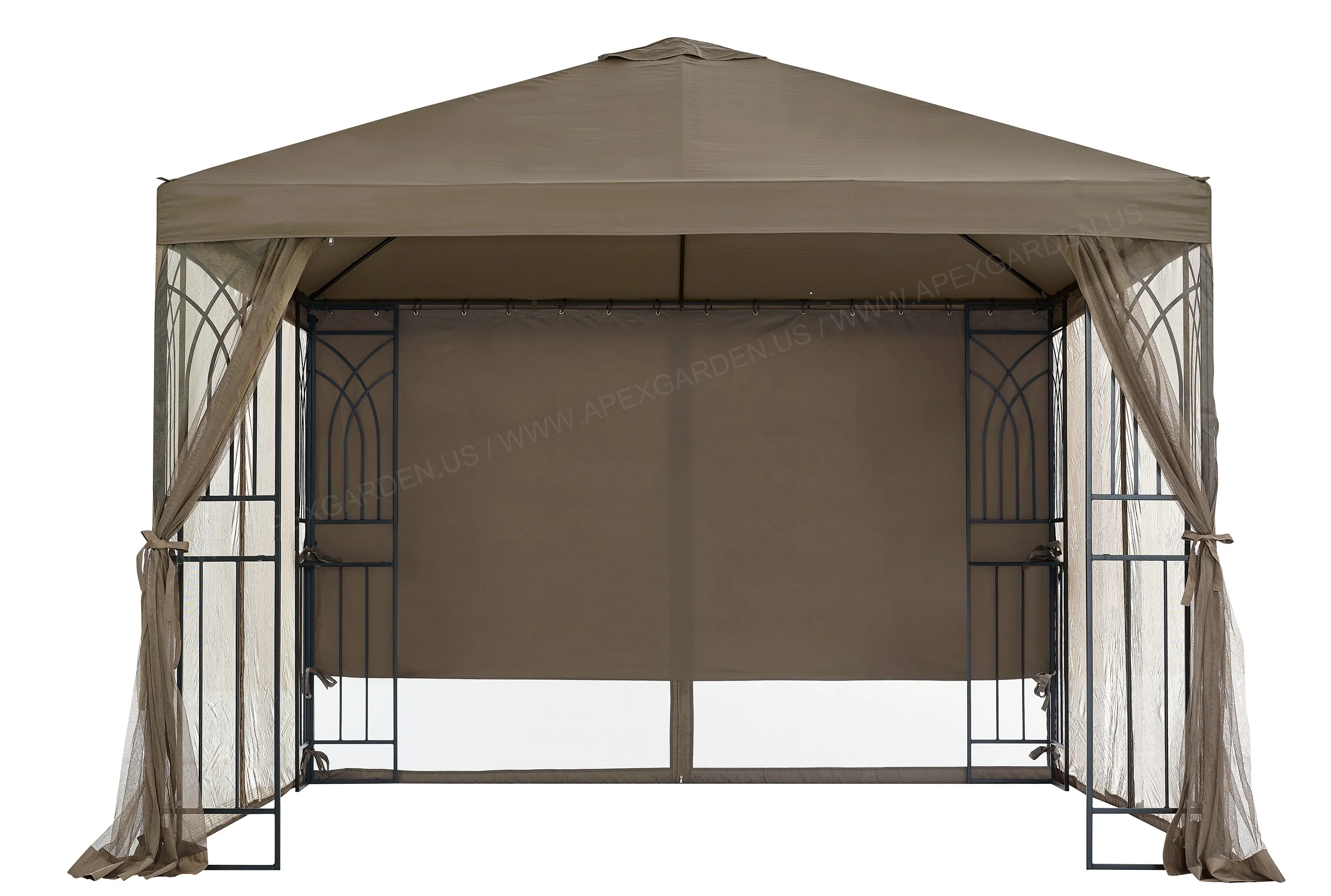 APEX GARDEN Symphony III 10' x 10' Single-Tier Steel Gazebo with Mosquito Net, Privacy Screen and Planter Holders