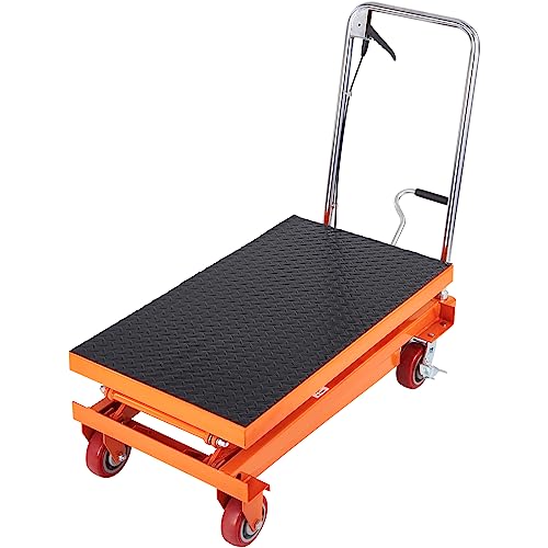 VEVOR Electric Lift Table, 330 lbs Capacity Single Scissor Lift Table, 8-28 in Height Adjustable Lifting Platform, Coffee Table Lift with 4 Wheels, for Material Handling and Transportation, Black
