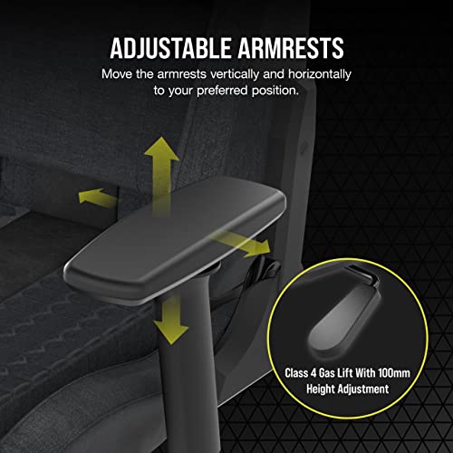 Corsair TC100 Relaxed Gaming Chair - Fabric - Racing-Inspired Design - Lumbar Pillow - Detachable Memory Foam Neck Pillow - Adjustable Seat Height - Adjustable Armrests - Gray and Black