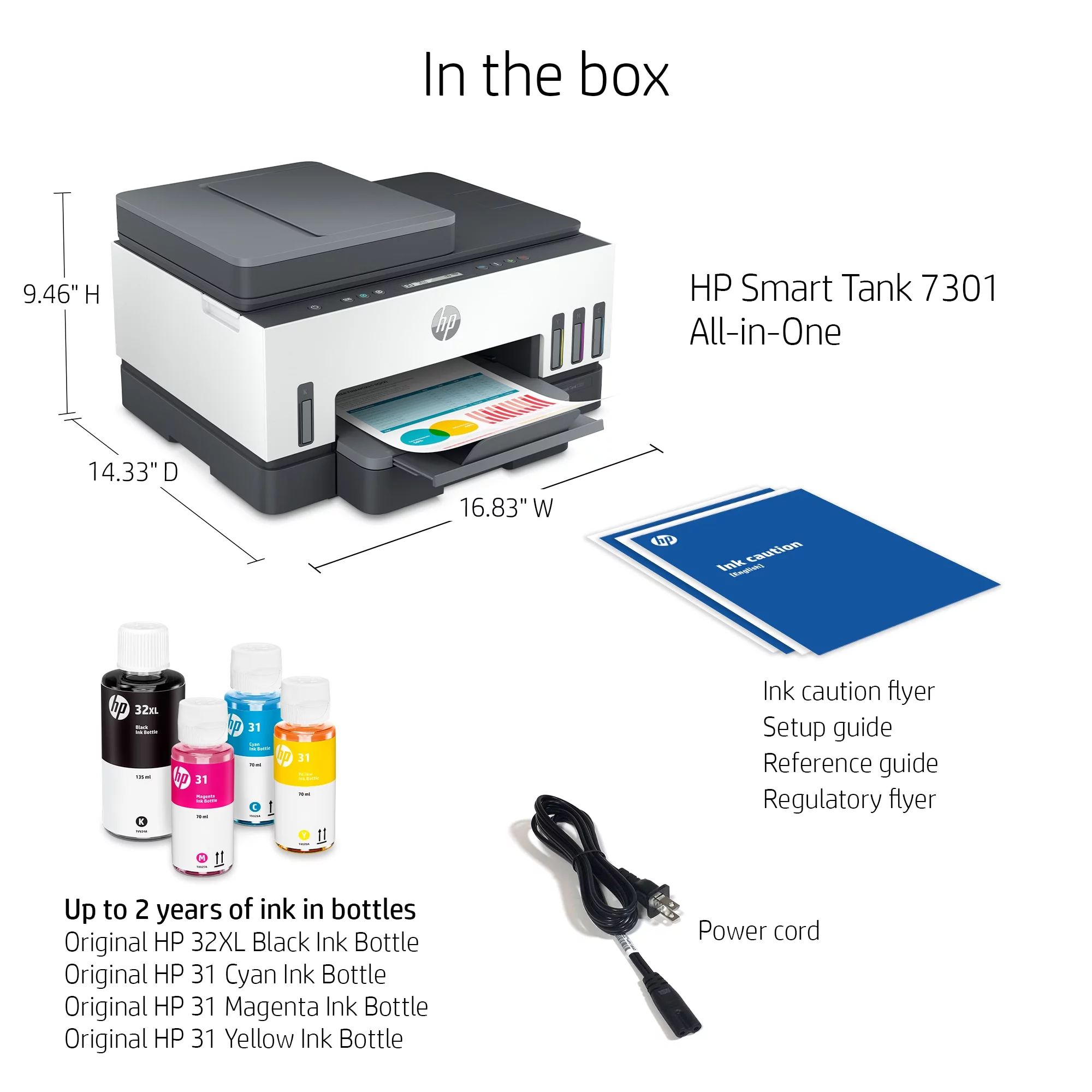 HP Smart Tank 7301e All-in-One InkJet Printer, Color Mobile Print, Scan, Copy,