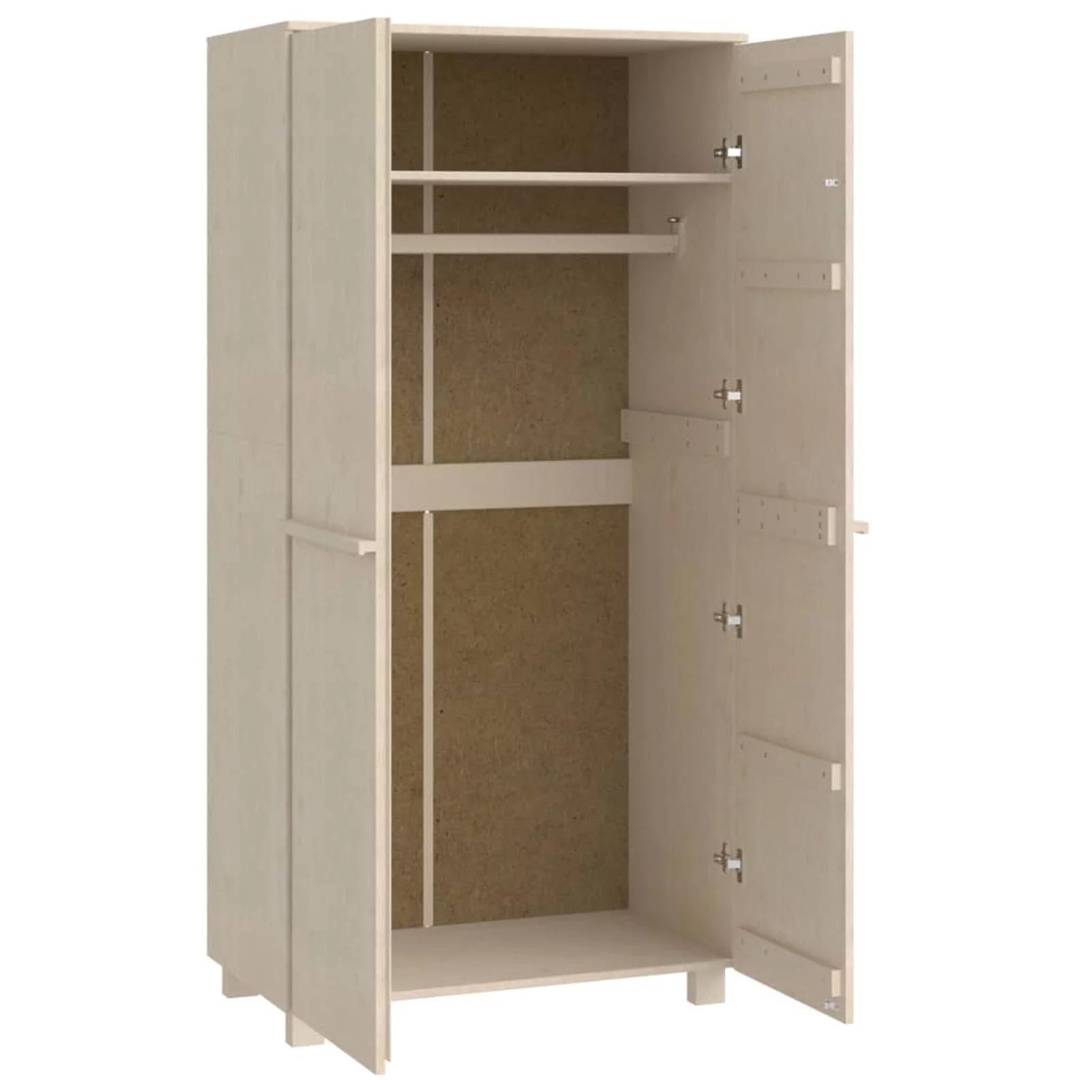 moobody Wardrobe with Storage Compartment and Hanging Rod, Pine Wood Clothes Organizer, Wooden Armoire Cabinet for Bedroom Home Furniture 39 x 17.7 x 70.9 Inches (W x D x H)