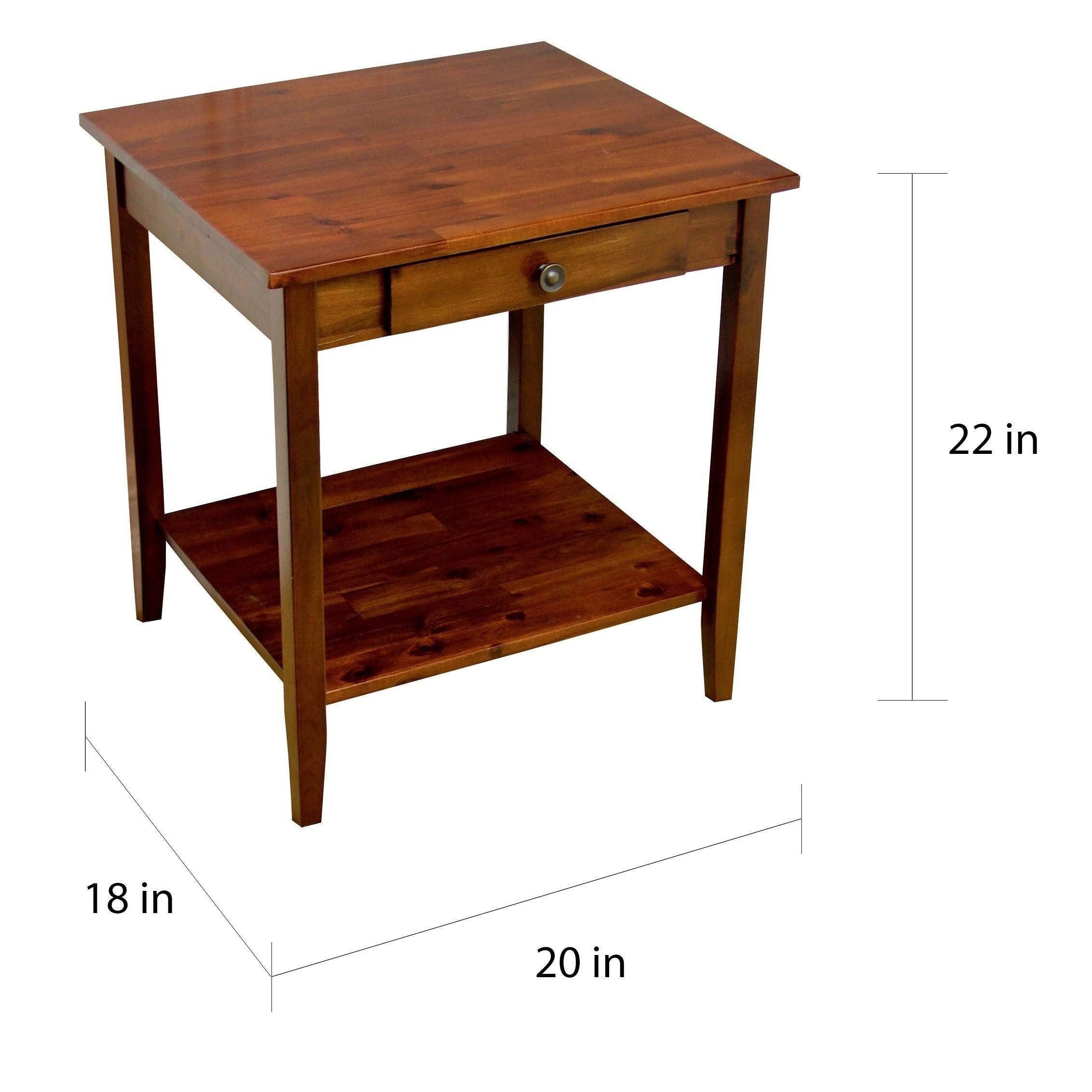 Porch u0026 Den Holly Hill Solid Acacia 1-Drawer End Table - Mahogany