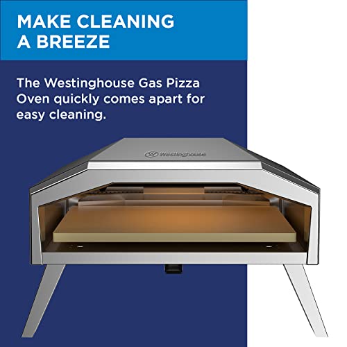 Westinghouse Pizzata 12E - Electric Pizza Oven w/ 12 Inch Ceramic Stone, Heats up to 750 Degrees for Countertop Artisan Style Pizza, Stainless Steel, Portable Outdoor Pizza Oven