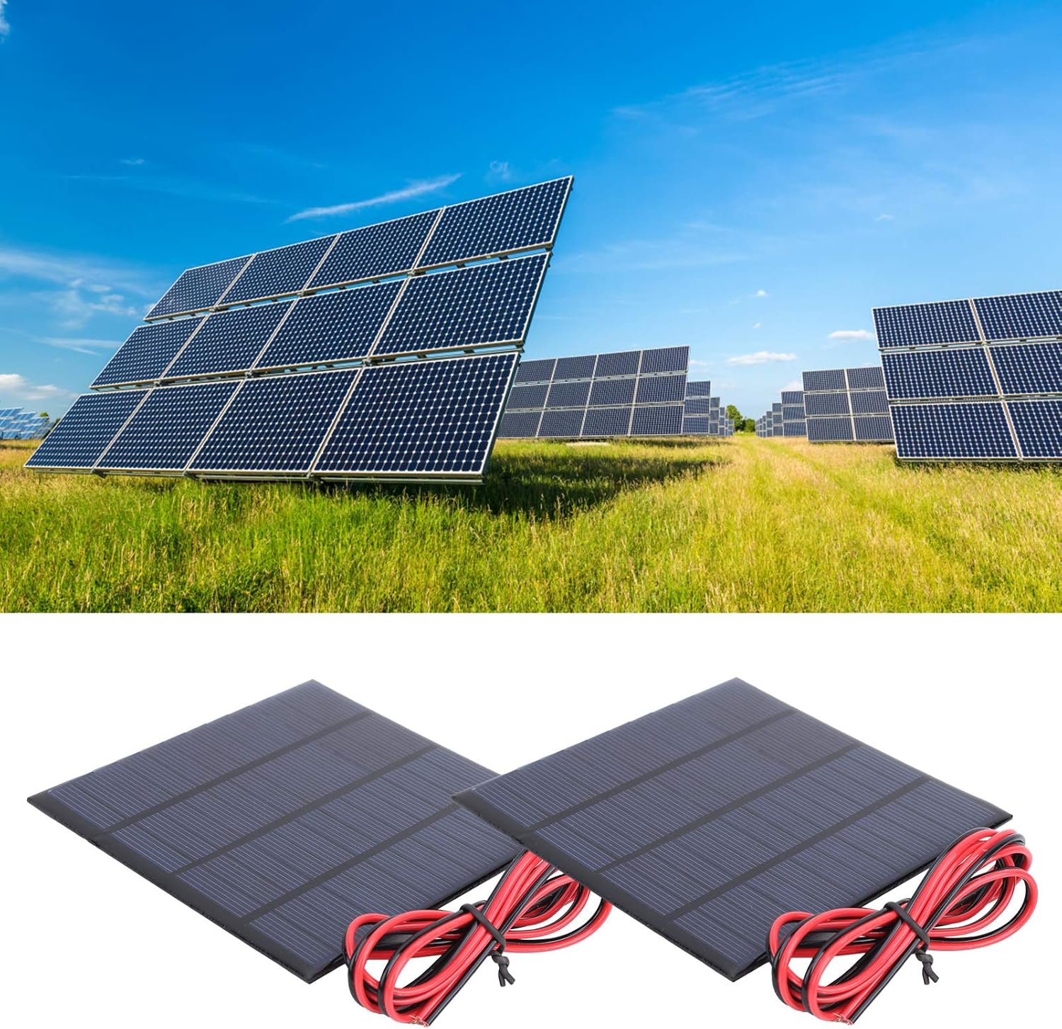 2Pcs DC 12V 150mA Solar Panel Mini Solar Battery Module with 1m Cable DIY Polysilicon Solar Epoxy Cell Charger
