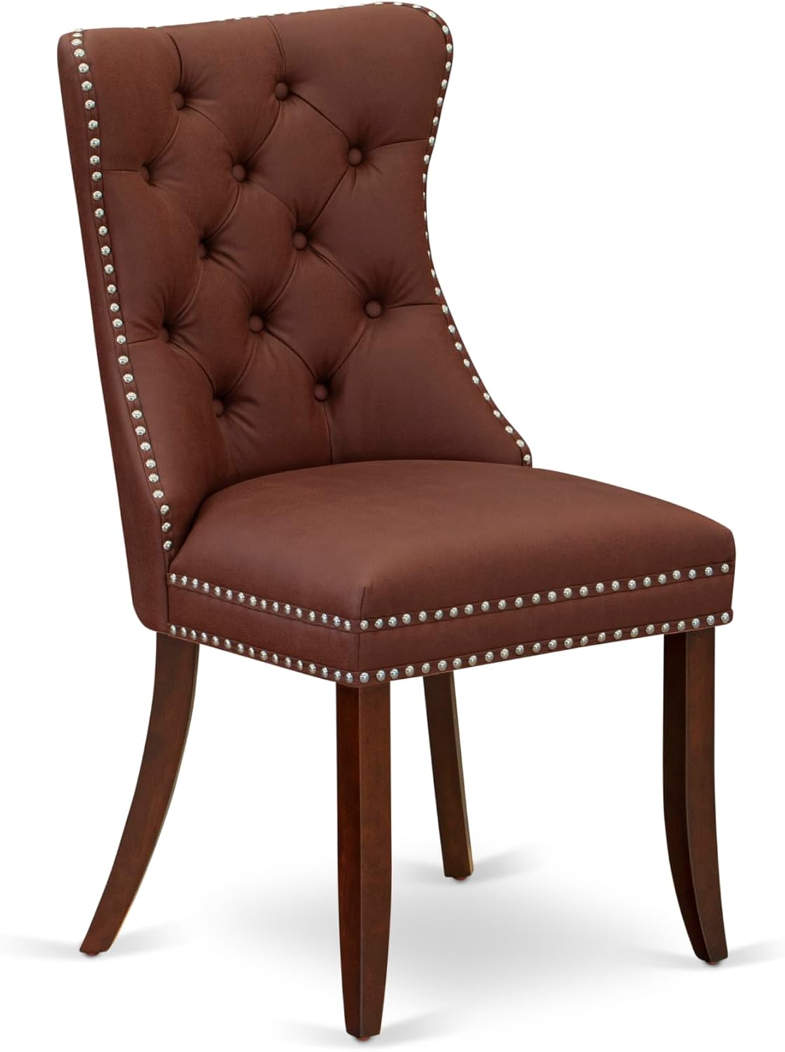 East West Furniture Dover 7 Piece Dining Room Set Consists of a Rectangle Wooden Table with Butterfly Leaf and 6 Upholstered Chairs, 42x78 Inch, Mahogany