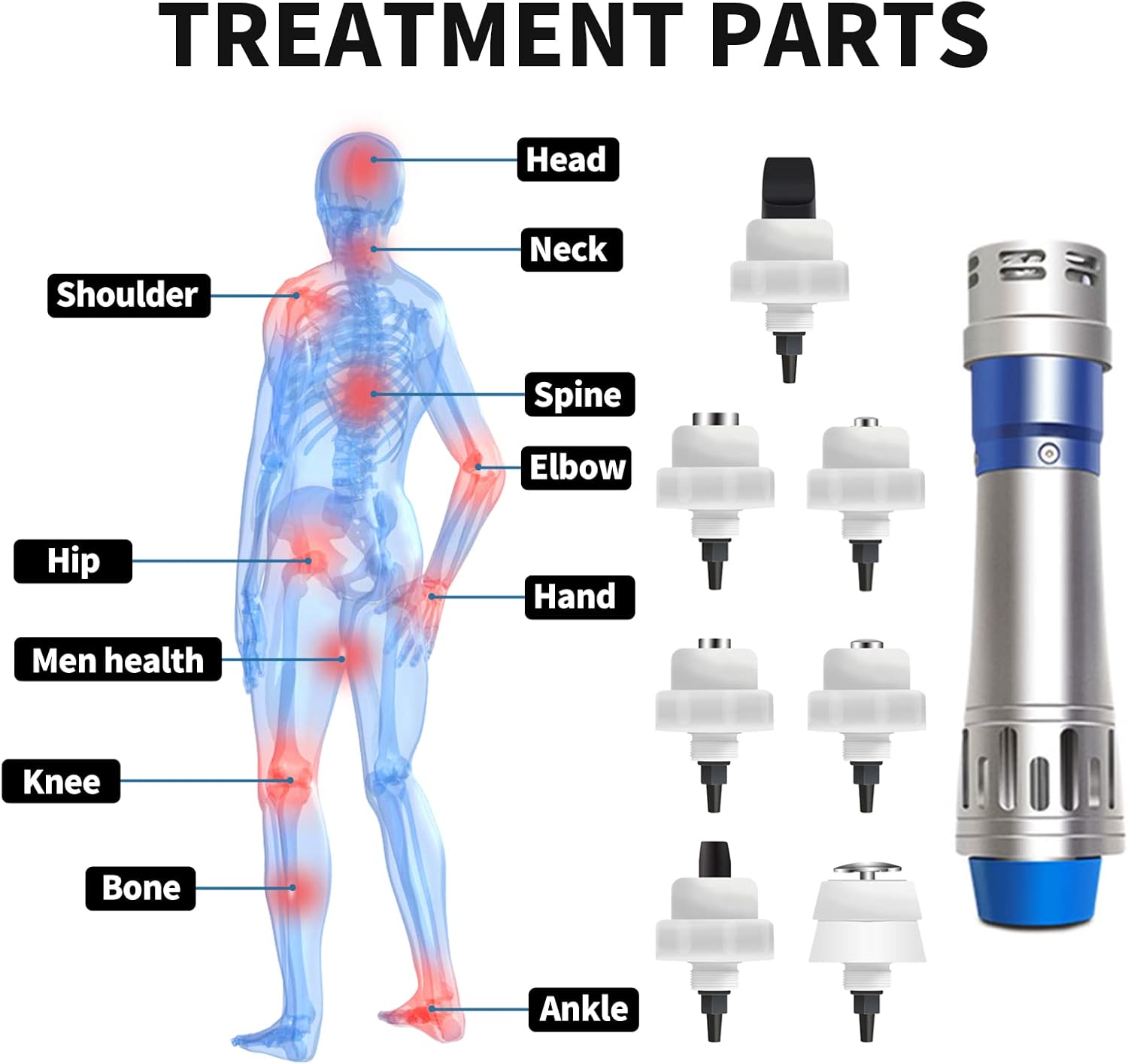 Shockwave Therapy Machine, Extracorporeal Shock Wave Treatment Equipment for Pain Relief Body Muscle Massager with 7 Massage Heads