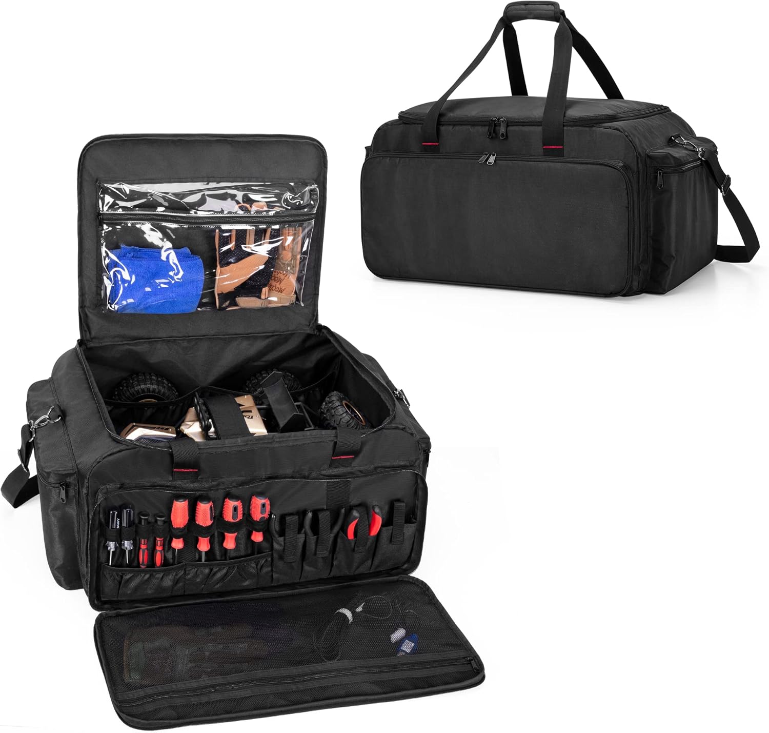 DSLEAF RC Storage Bag for 1/8 Car, Protective RC Carry Case with Multi Pockets for Batteries, Charger, Tools and other Accessories