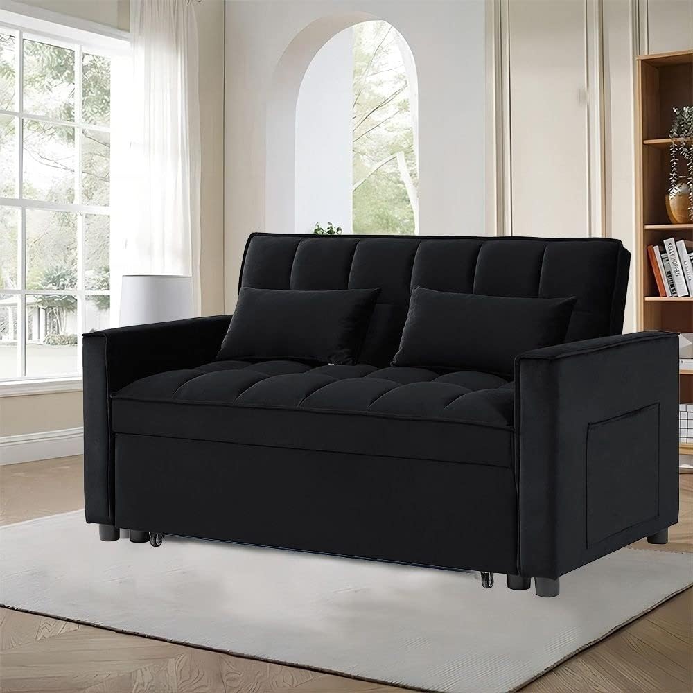 Overstock 55" Width Convertible Loveseat, Sleeper Sofa, Sofa Bed Grey