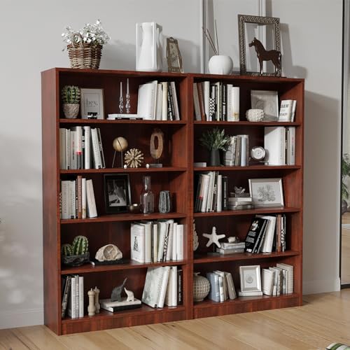 Farini 5 shelf boockase Display Bookcase Freestanding Wooden Bookshelves for Home Office Living Room,60 Inch Height,Cherry