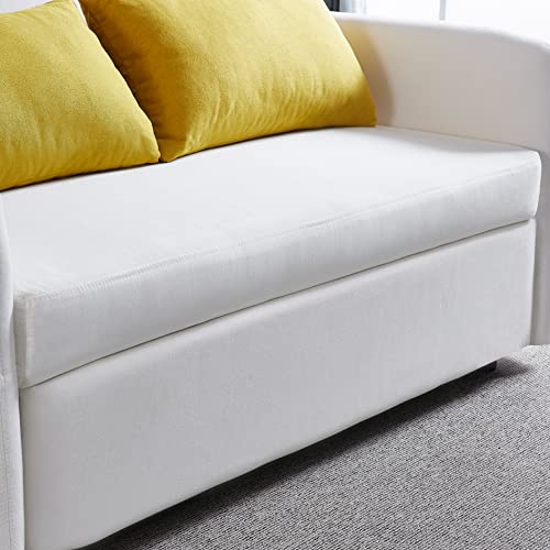 Upholstered 2 Seaters Futon Sofa Loveseat with Adjustable Backrest Convertible Sleeper Couch Bed for Small Space Apartment Office Living Room Velvet Tufted Twin XL W/Pillows,Side Pockets & USB Port