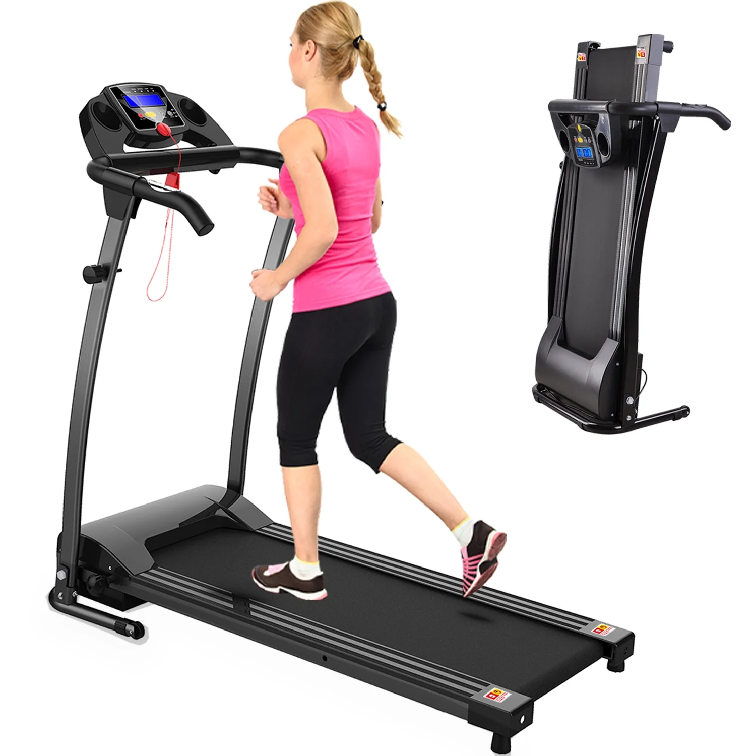 FYC Foldable Treadmills for Home, Electric Running Exercise Machine Compact Treadmill for Home Gym Fitness Workout Jogging Walking for Home Office Apartment, White