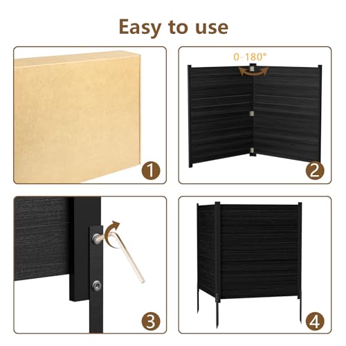 ROOMTEC 38"W X 42"H Air Conditioner Fence Panels, 2 Panels Privacy Fence for Outside Privacy Screens Trash Can Enclosure with Metal Stake,Trash Can Screen Fence Pool Equipment Fence, Wood