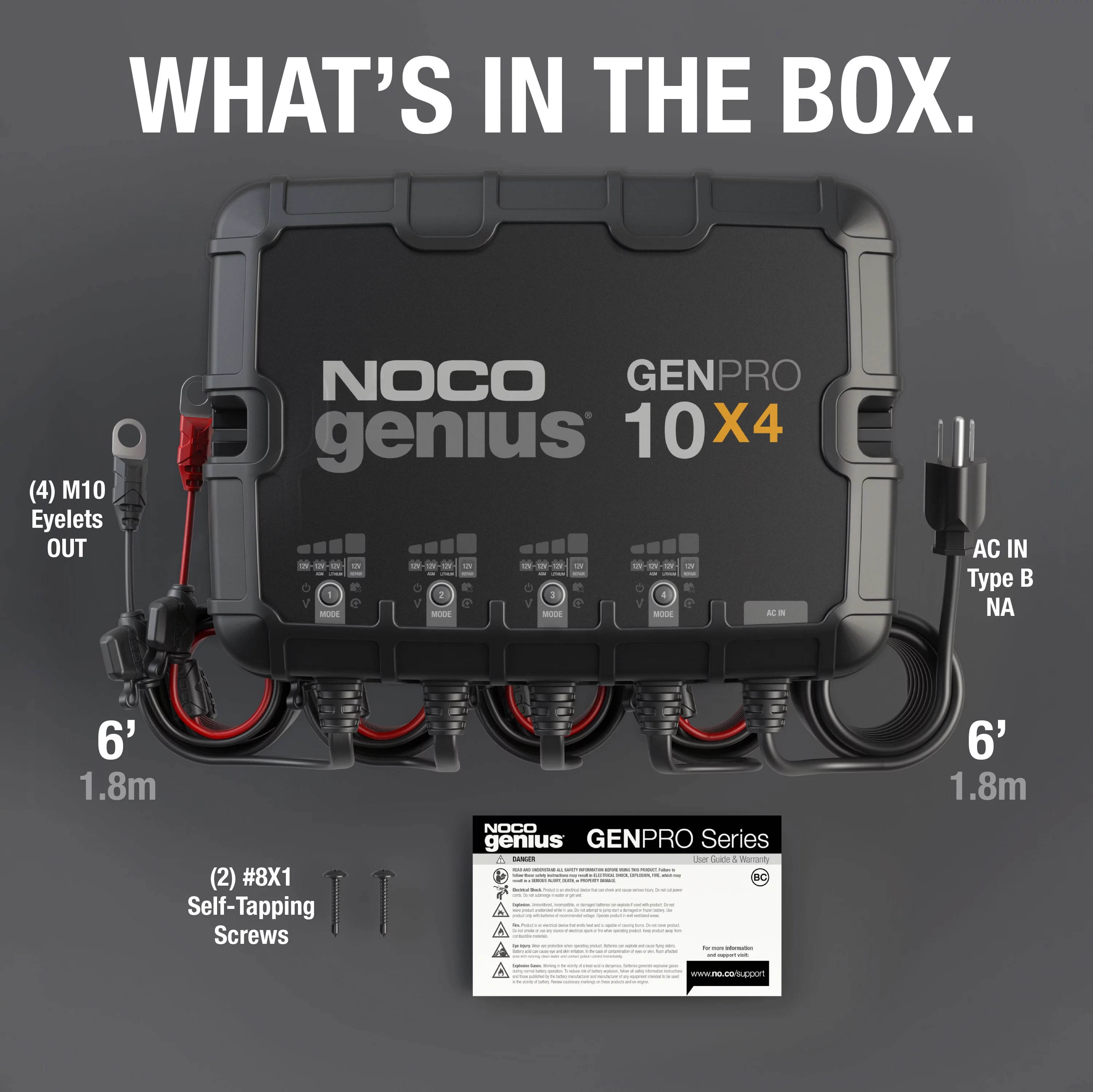 NOCO Genius GENPRO10X4 4-Bank 40A (10A/Bank) 12V Onboard Battery Charger