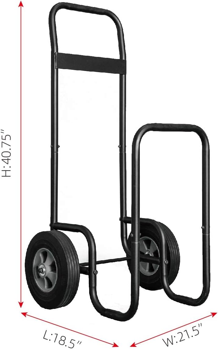 Fire Beauty Firewood Log Cart Carrier, Outdoor and Indoor Wood Rack Storage Mover, Rolling Dolly Hauler