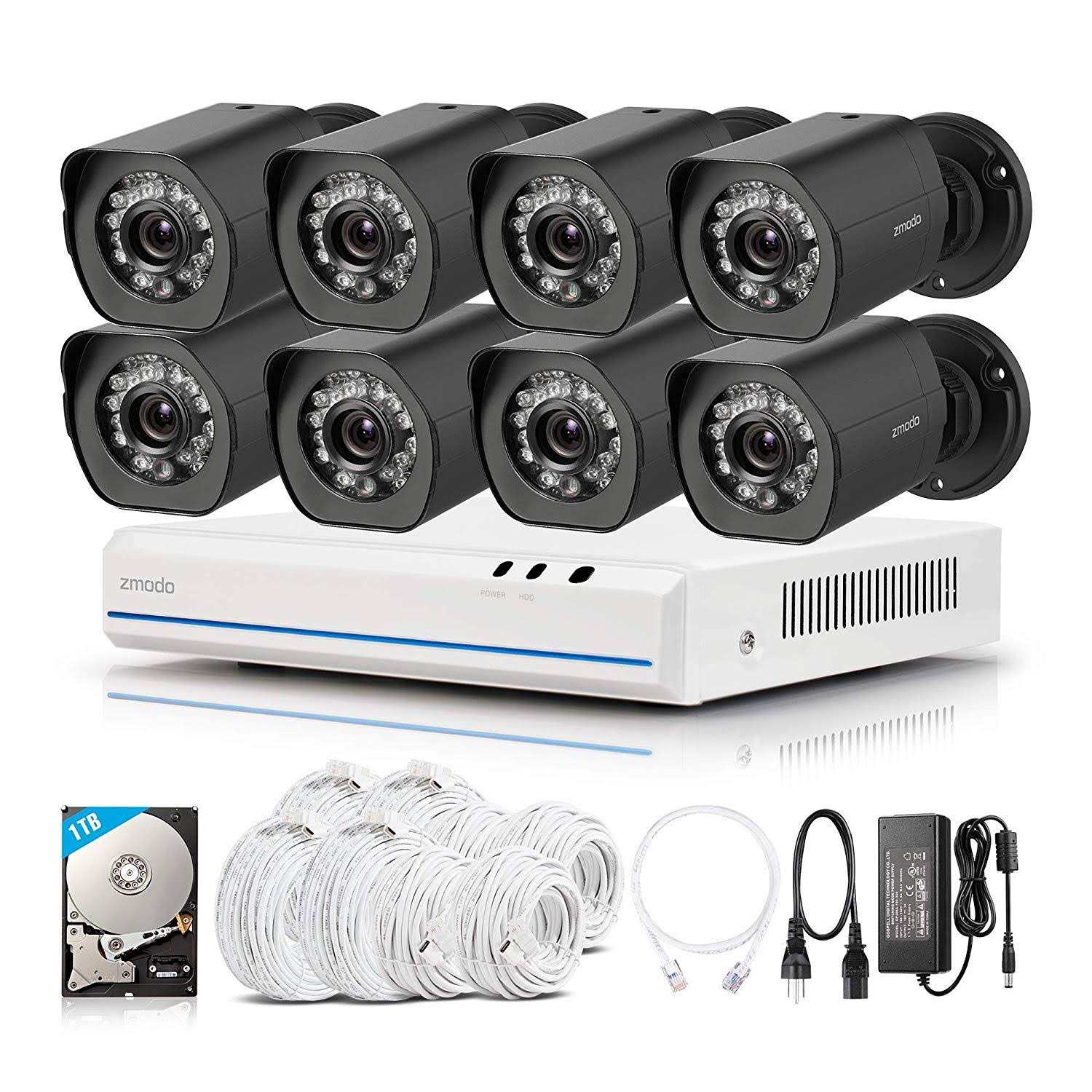 Zmodo 8CH sPoE NVR with 8 Cameras 1TB HDD