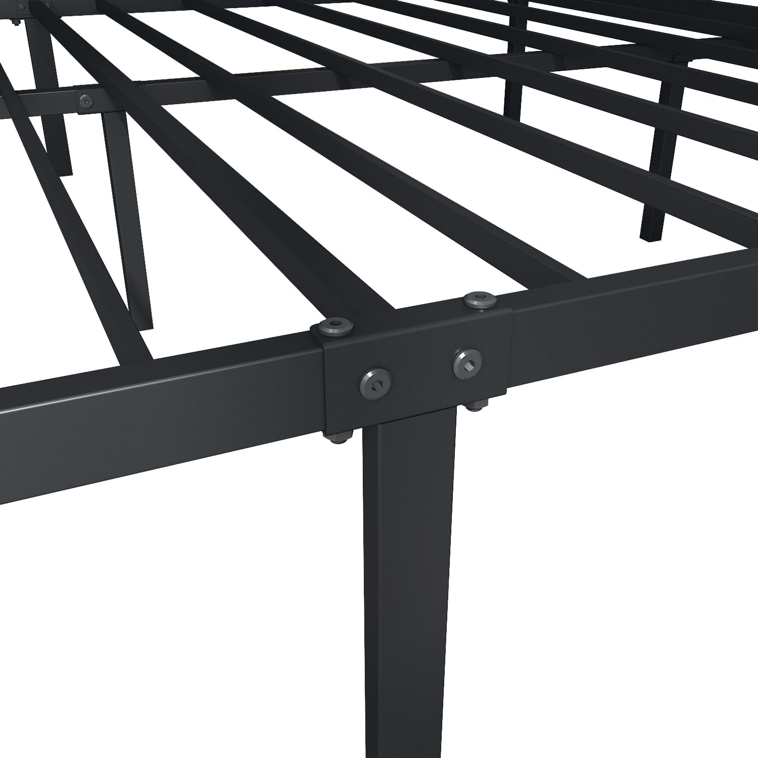 Queen Size Black Metal Canopy Bed Frame - Modern 4 Poster Design with Headboard and Corner Posts for Contemporary Elegance