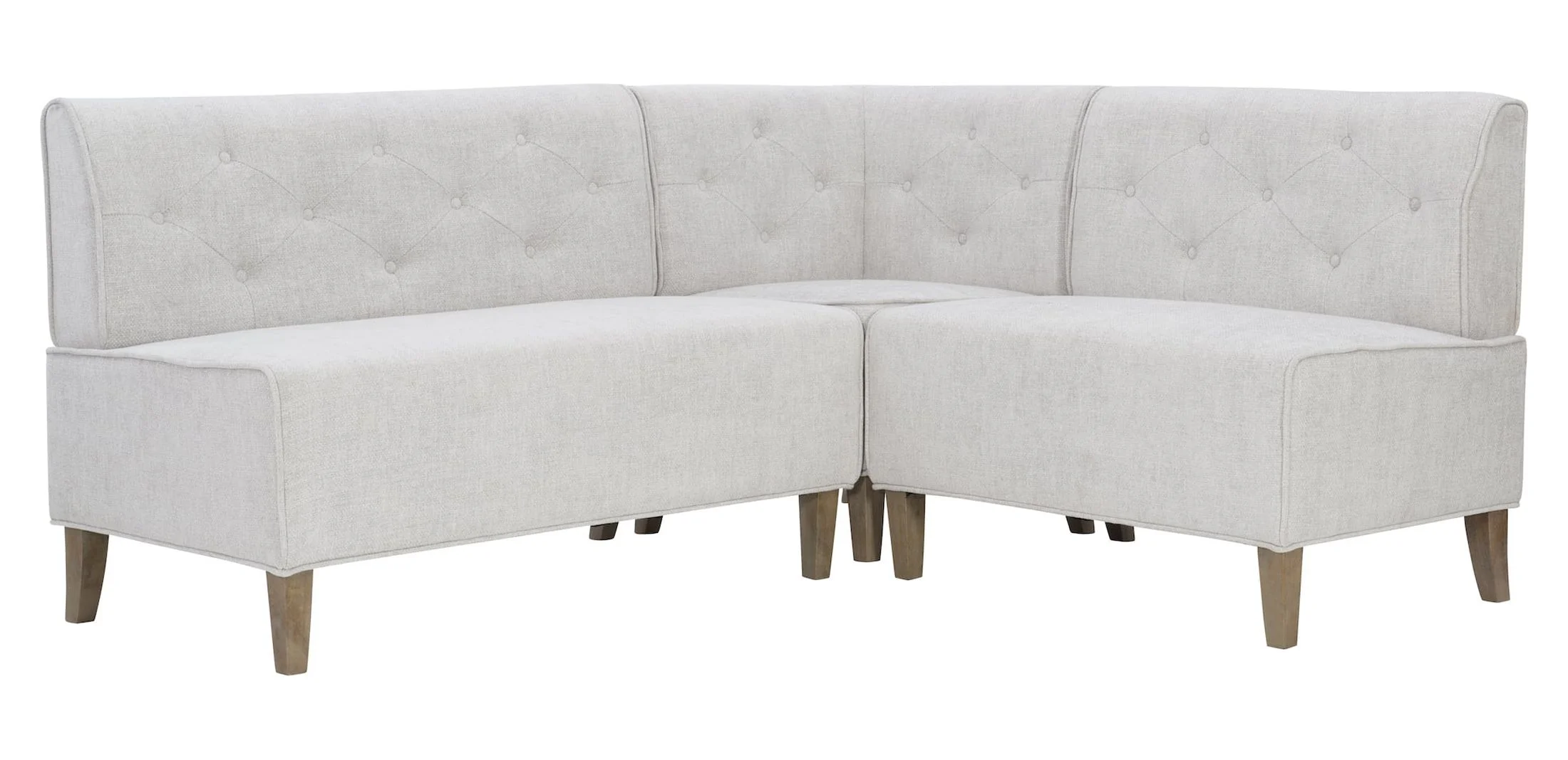 Augusta Upholstered Corner Dining Breakfast Nook, Seats 5, Natural with Light Gray Fabric