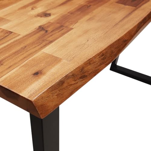 Console Table with Live Edge 43.3""x13.8""x31.5"" Solid Wood Acacia,Solid Acacia Wood Console Table with Live Edge and U Shaped Legs for Living Room or Hallway, Brown