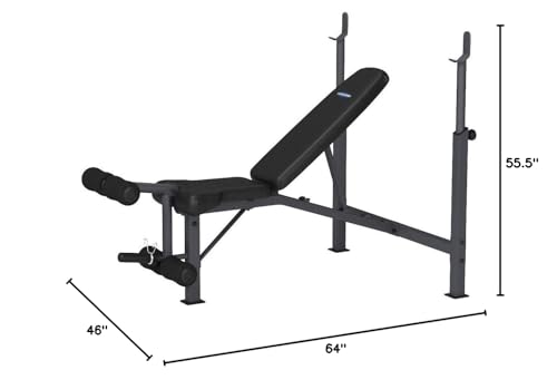 Marcy Olympic Weight Bench with Preacher Curl Pad and Leg Developer for Full-Body Workout
