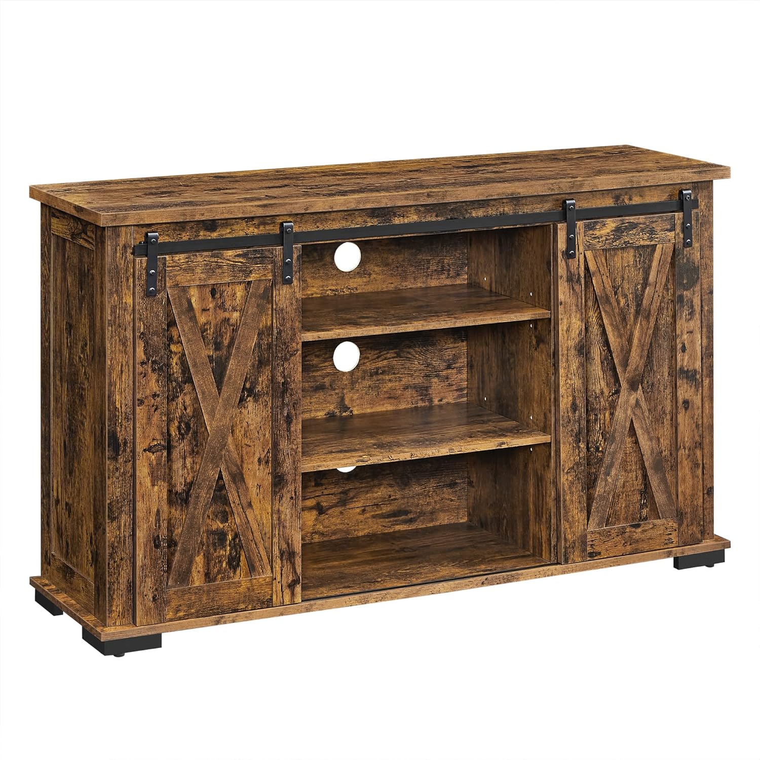 VASAGLE TV Stand with Storage and Sliding Barn Doors for 60-Inch Televisions, Entertainment Center Console, 53.9”, Rustic Brown