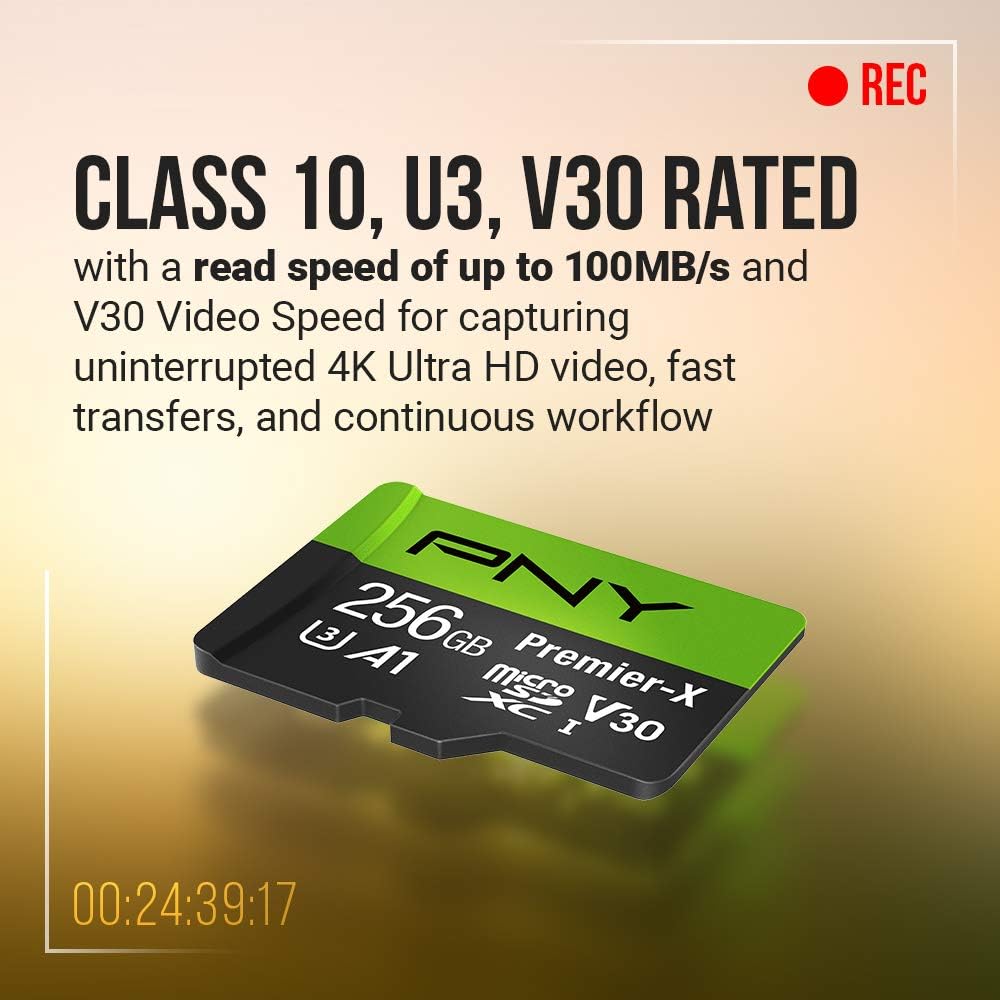 PNY 512GB Premier-X Class 10 U3 V30 microSDXC Flash Memory Card