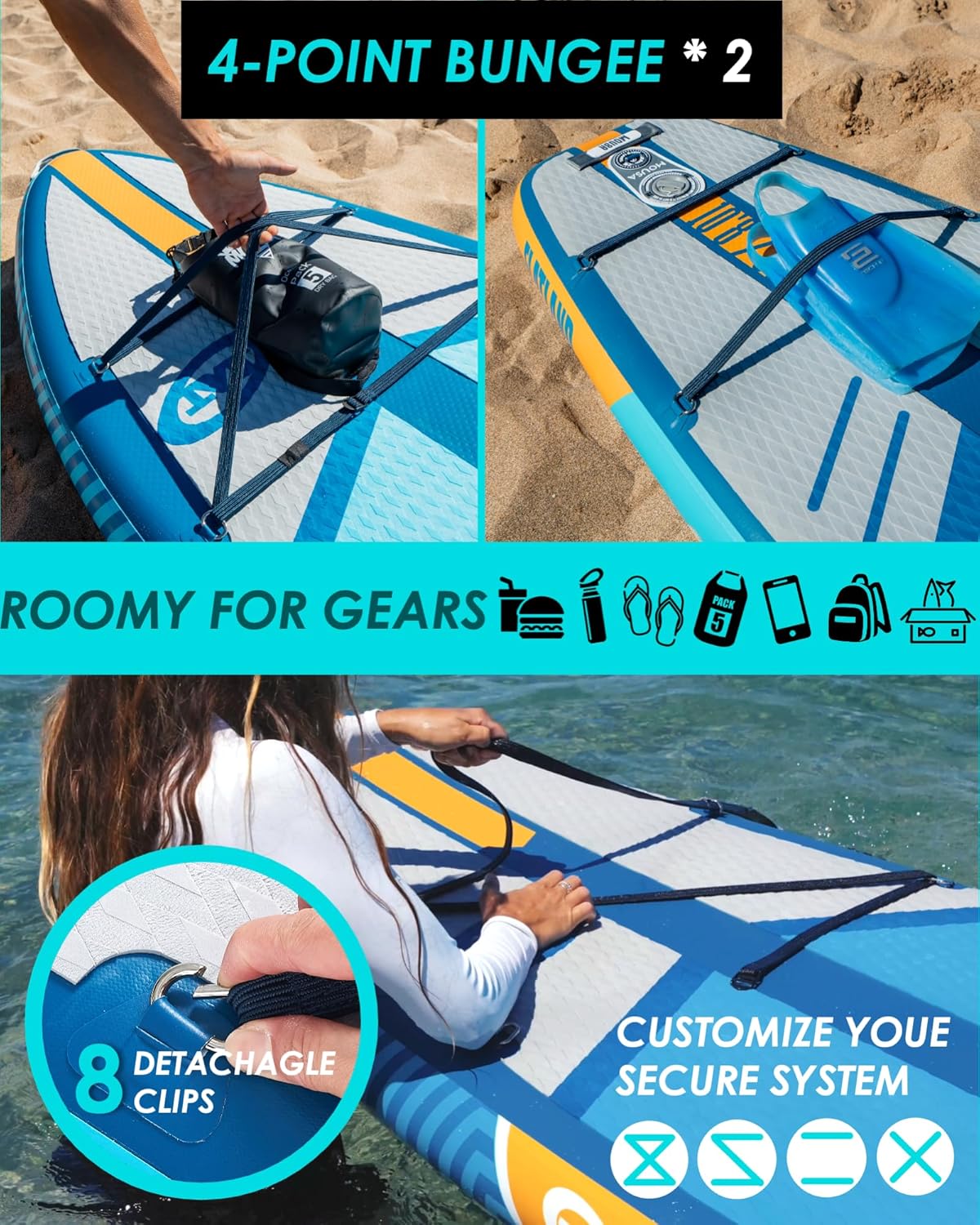 10'8/11'*35" Extra Wide Inflatable Paddle Boards, Stable Stand-up Paddleboard for 3 People/Family w/Shoulder Strap, 100L Backpack, Paddle Boards for Adults w/Floatable Paddle, US Central Fin