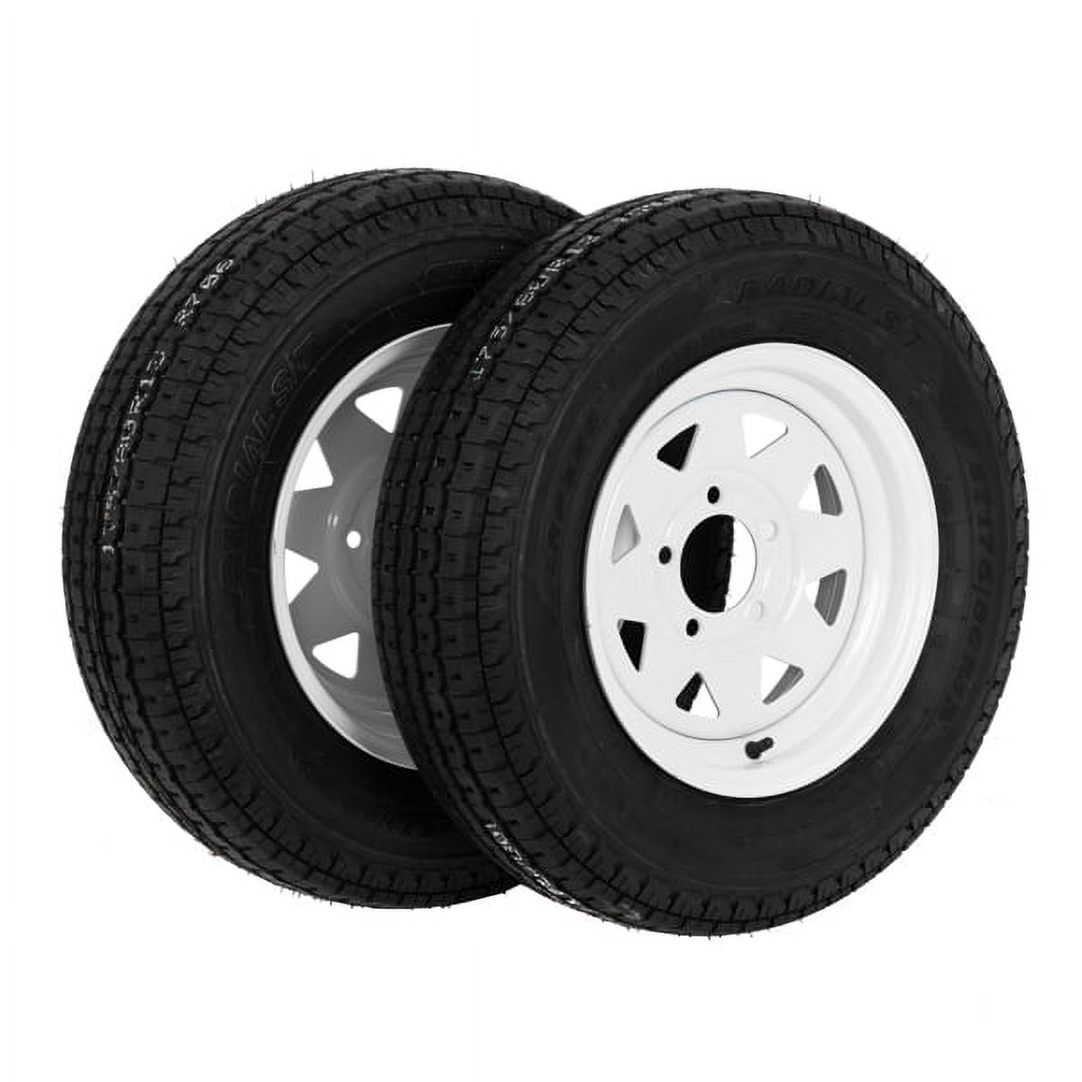 2-Pk Trailer Tire & Rim ST175/80R13 13" Load C 5 Lug White Spoke