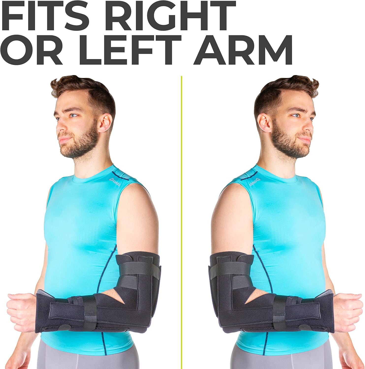 BraceAbility Elbow Immobilizer Brace | Removable Long Arm Cast and Soft Forearm Orthosis Splint for Broken Supracondylar, Distal Humerus, Proximal Ulna Fracture or Olecranon Bursitis (L/XL) Pack of 2