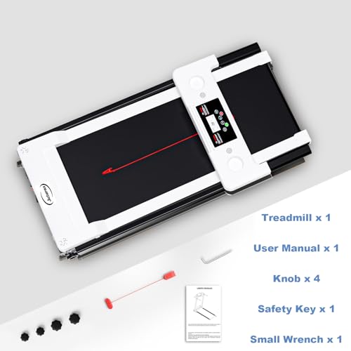 Juturna Portable Folding Treadmill, 3.0 HP Foldable Compact Treadmill for Home Office with 300 LBS Capacity, Walking Running Exercise Treadmill with LED Display White