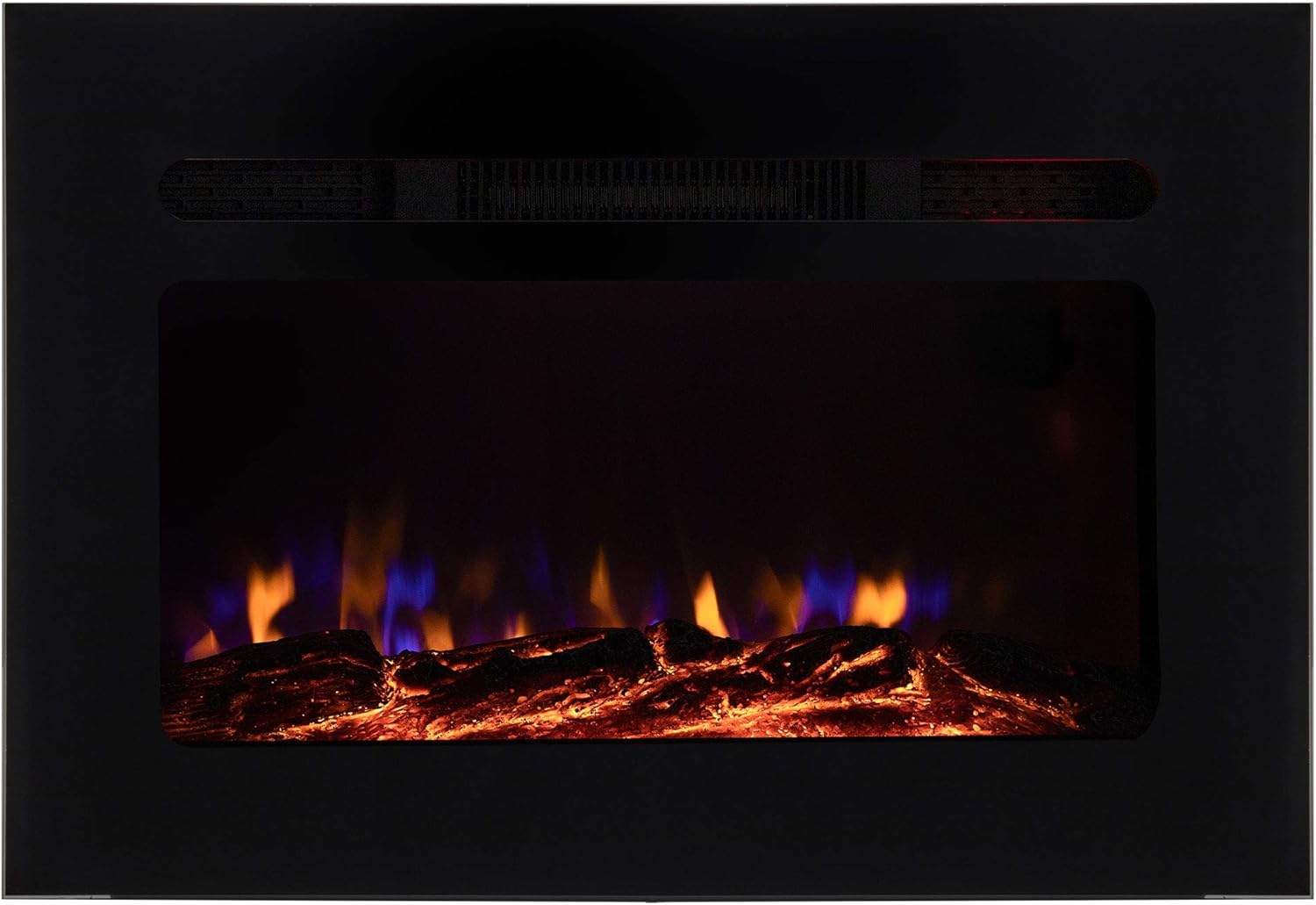 RecPro RV Fireplace 30" | Recessed Electric Fireplace | Glass with Log View | Includes Remote | Three Different Flame Color Options