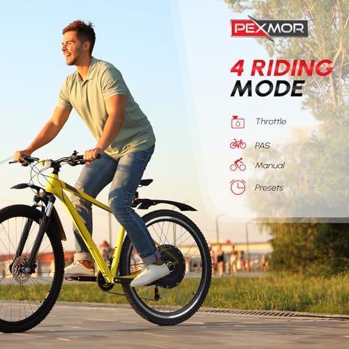 PEXMOR Electric Bike Conversion Kit, 48V 1000W /1500W 26" Front/Rear Wheel E-Bike Hub Motor Kit, Upgrade 3 Mode Controller w/PAS/LCD Display/Twist Throttle Ebike Bicycle Wheel Kit