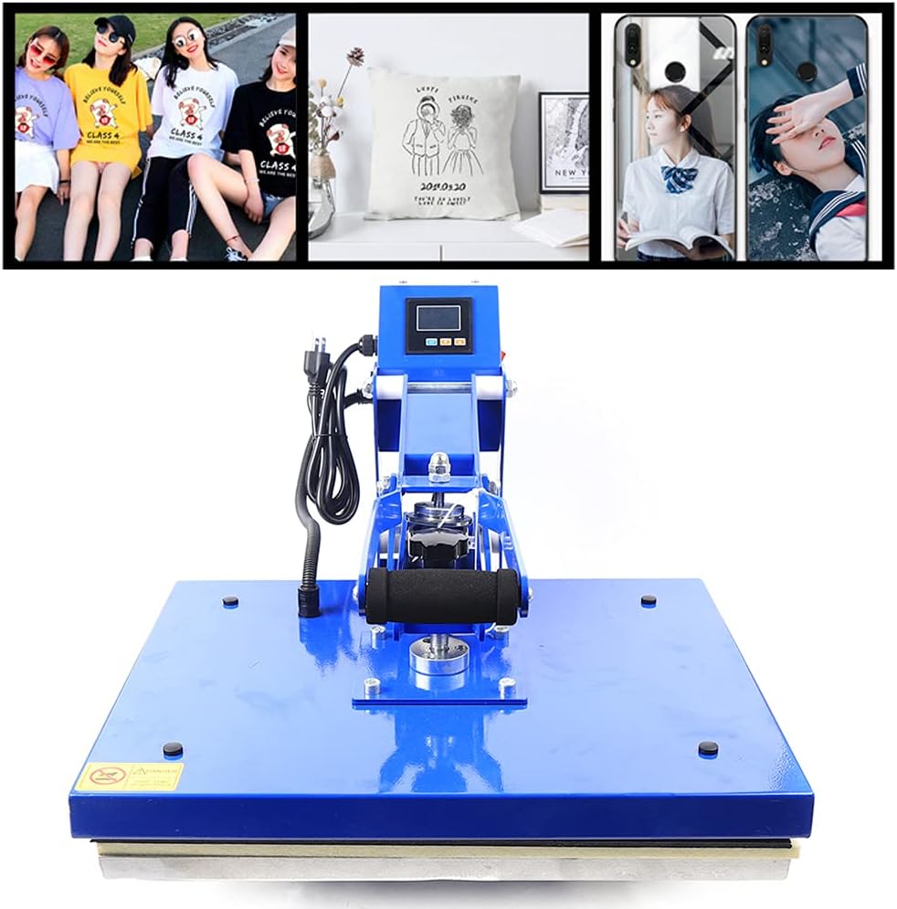 Auto Open Heat Press Machine 16x20 Inch Clamshell Heat Press, Digital Clam Heat Press for T Shirts Bags Mouse Pads More, Home Heat Transfer Machine for Gifts Business, blue