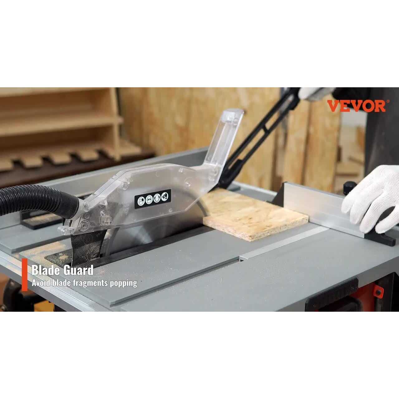 VEVOR Table Saw for Jobsite 10-inch 15-Amp 25-in Max Rip Capacity