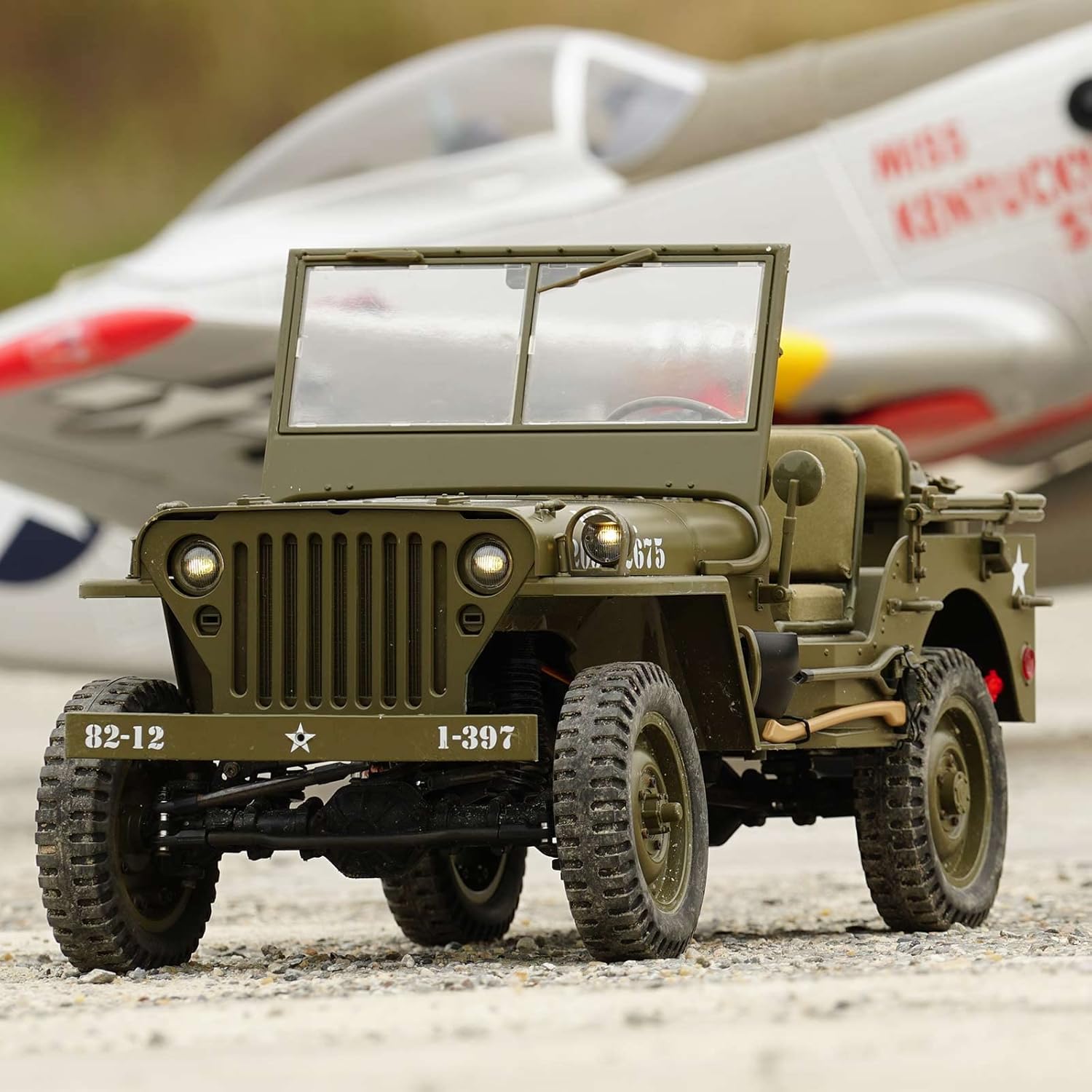 RocHobby 1/12 1941 MB Scaler RC Jeep, 4x4 Hobby Grade RTR RC Car Mini RC Rock Crawler Military, 2.4Ghz RC Truck with 180 Brushed Motor, LED Lights, Battery and USB Charger for Adults