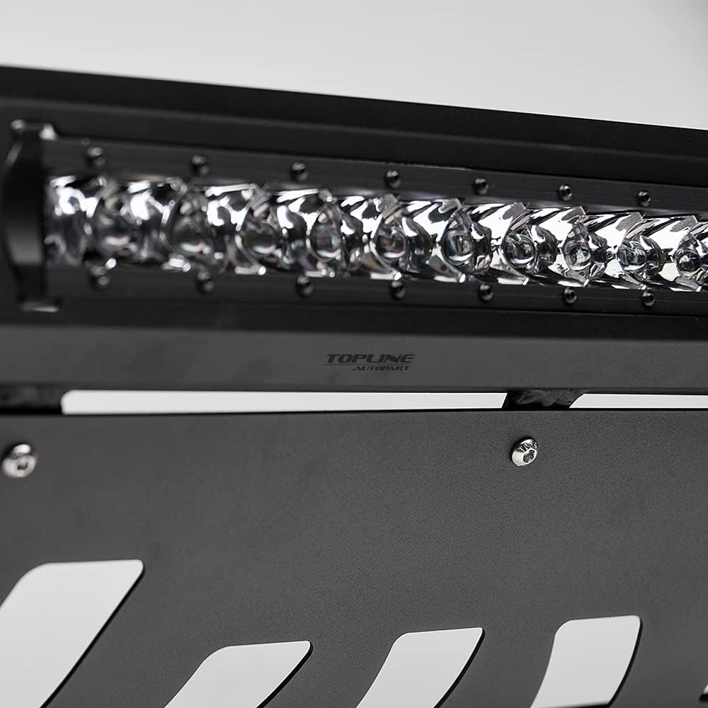 Matte Black AVT Style Aluminum LED Light Bull Bar Brush Push Front Bumper Grill Grille Guard With Skid Plate Compatible With 10-23 Toyota 4Runner
