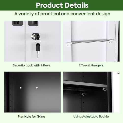 73" H Metal Storage Cabinet with Wheels, Garage Storage Cabinet with 4 Adjustable Shelves and Lockable Doors for Garage Home Office Utility Room,Required Assembly,Black