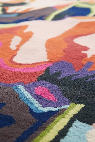 Hand Tufted Floral Area Rug, New Zealand Woolen Carpet for Living Room, Bedroom, Dining Room and Hall (8 x 10 Feet, Multicolor)