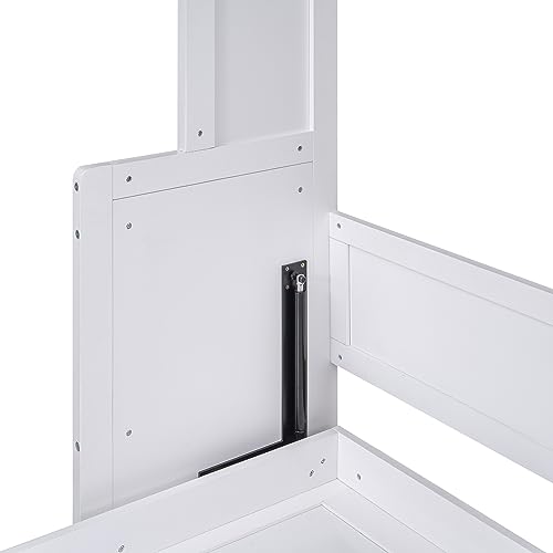 Queen Size Murphy Bed Wall Bed with a Storage Shelf, Space-Saving Wall Bed for Multipurpose Guest Room or Home Office - Gray