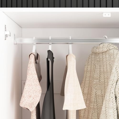 FAMAPY 4 Door Wardrobe Closet with Mirrors, Armoire Wardrobe Closet with Hanging Rod, Mirrored Armoire for Bedroom White (31.5”W x 19.7”D x 70.9”H)